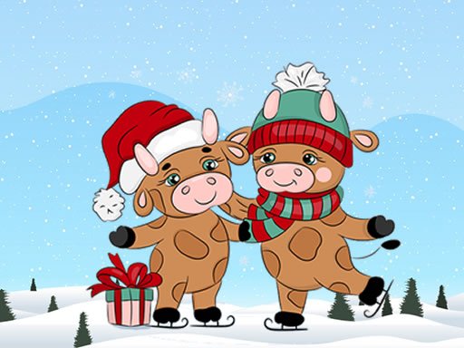 Play Cute Christmas Bull Difference Game