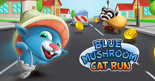 Play Blue Mushroom Cat Run Game